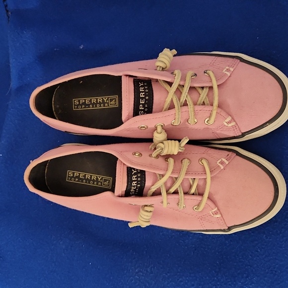 Make Offer! Sperry Topsider slip on boat shoe, pink thick canvas sneaker Size 6 - Picture 8 of 12